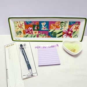 Awesome new item bundle. Colorful Floral Rectangular Tray pen & notepad etc.